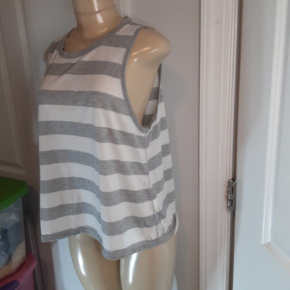 Calvin Klein Performance Gray & White Stripe Women's Sport Tank Top - Picture 2 of 12